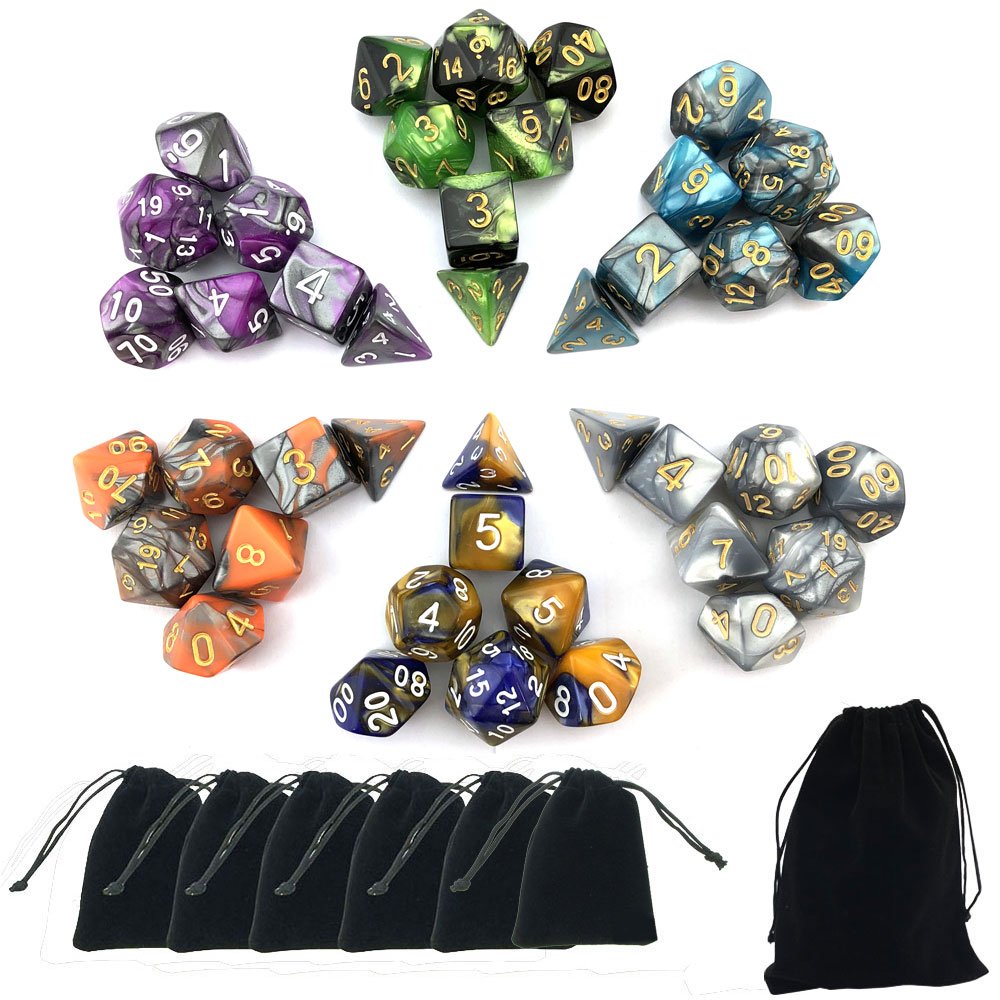SmartDealsPro 7-die polyhedral dice set with D20 and D4 for precise tabletop outcomes