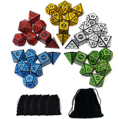 Smartdealspro double-colors polyhedral dice set with pouches; easy storage during game sessions
