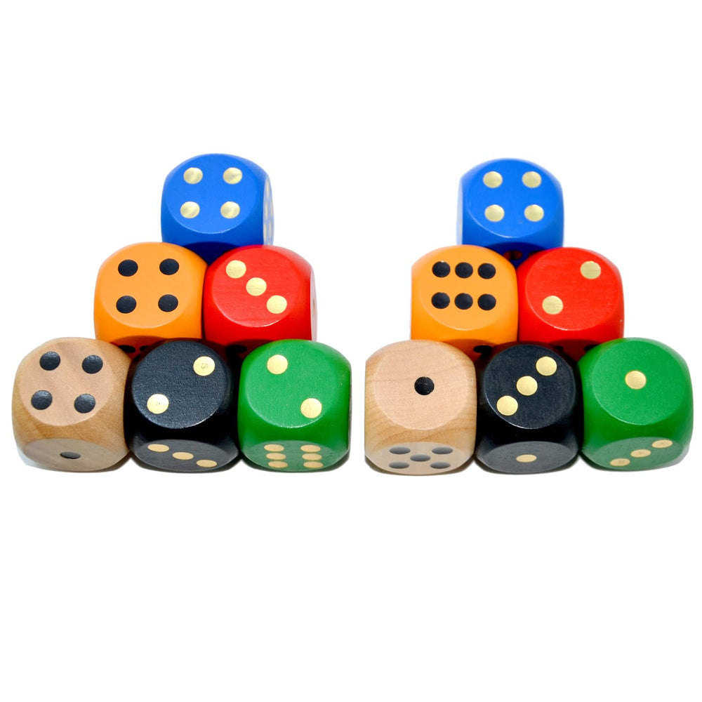 Smartdealspro natural wood dice with color finish, durable for repeated play.