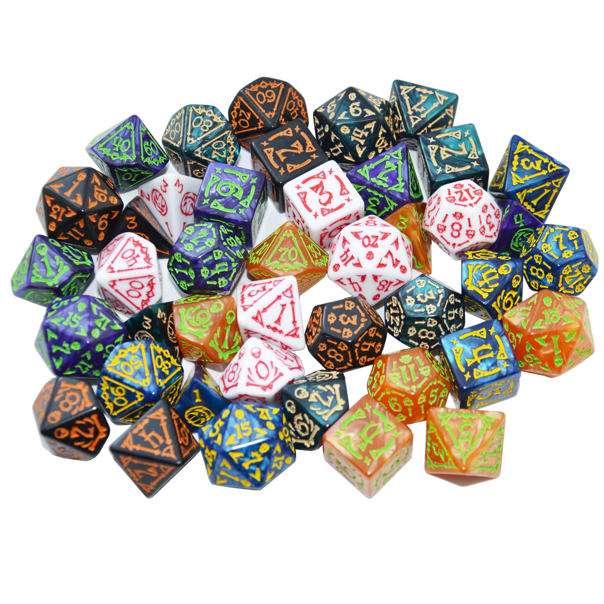 Smartdealspro d20 and d12 in a versatile seven-die subset.