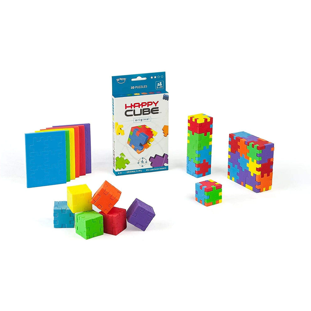 SmartGames Happy Cube Original HCO300 on table, easy setup and tactile interactivity.