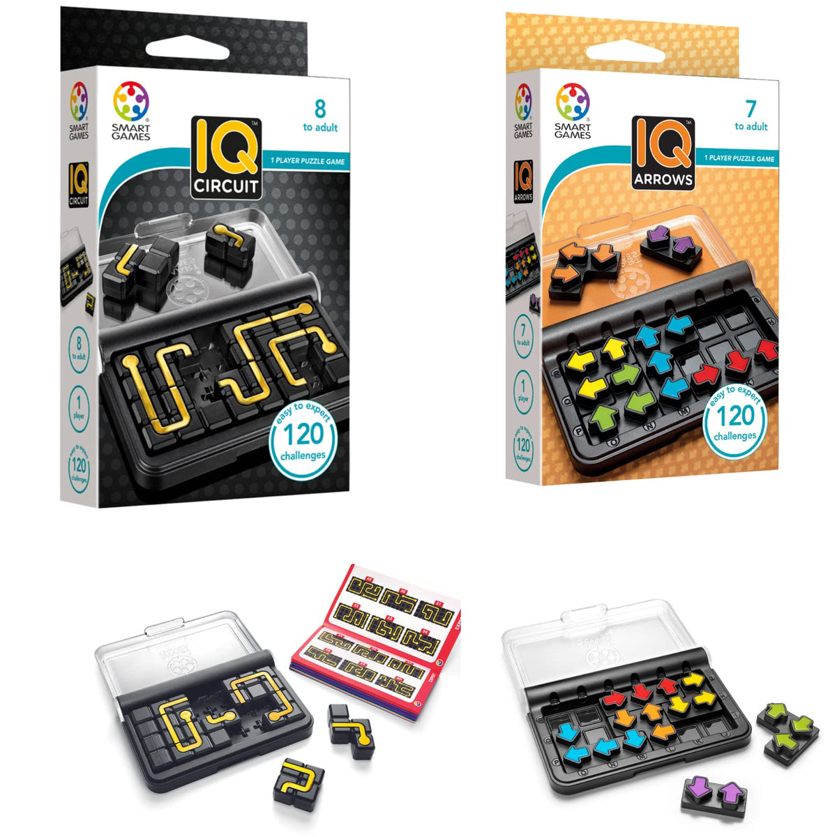 SmartGames IQ Circuit Series box front showing compact puzzle for on-the-go use