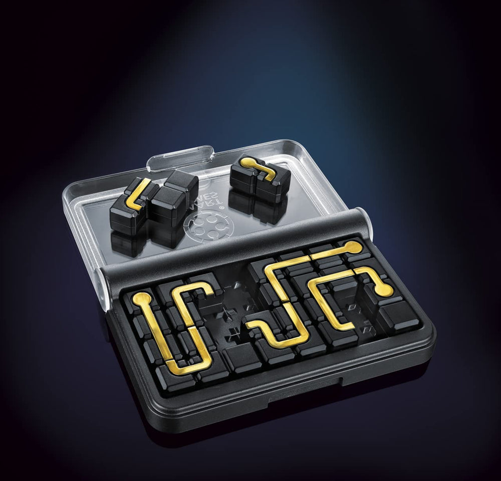 SmartGames IQ Circuit Series player hands engaging in solo play