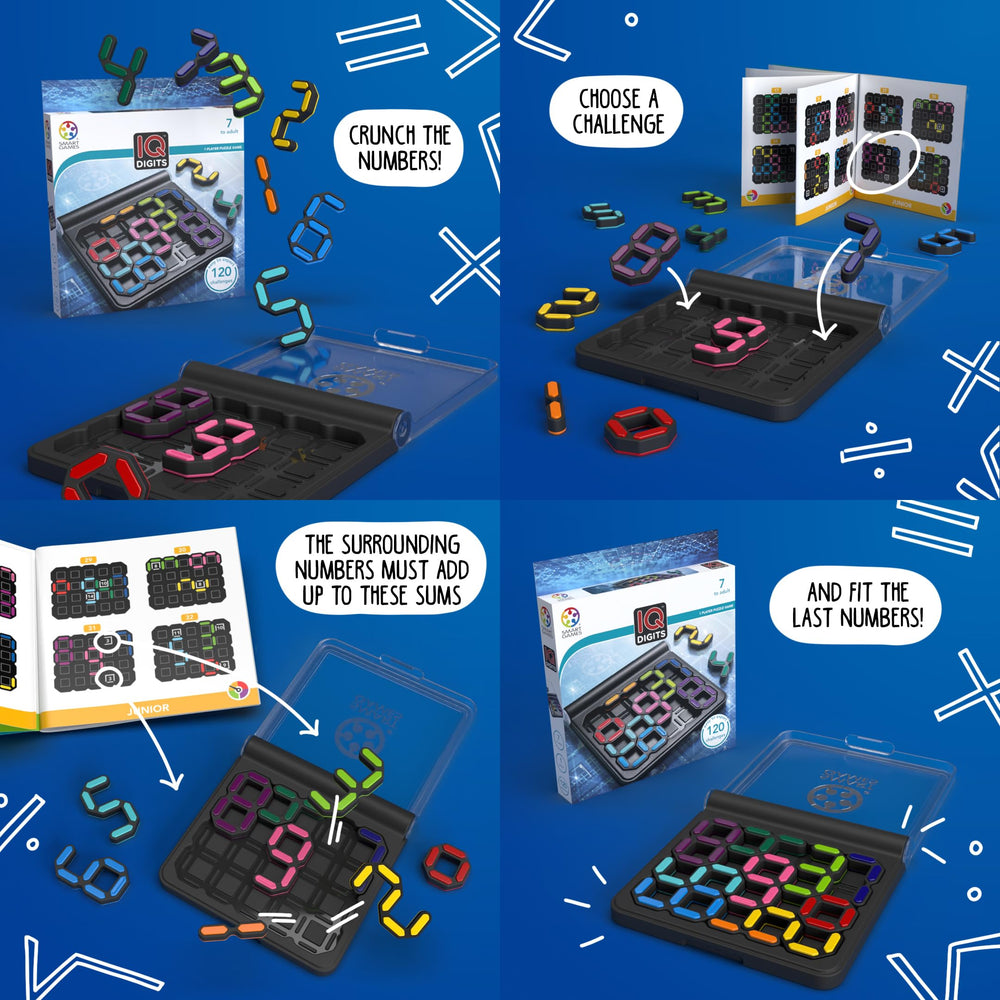 SmartGames IQ Digits portable puzzle experience fuels logical play anywhere