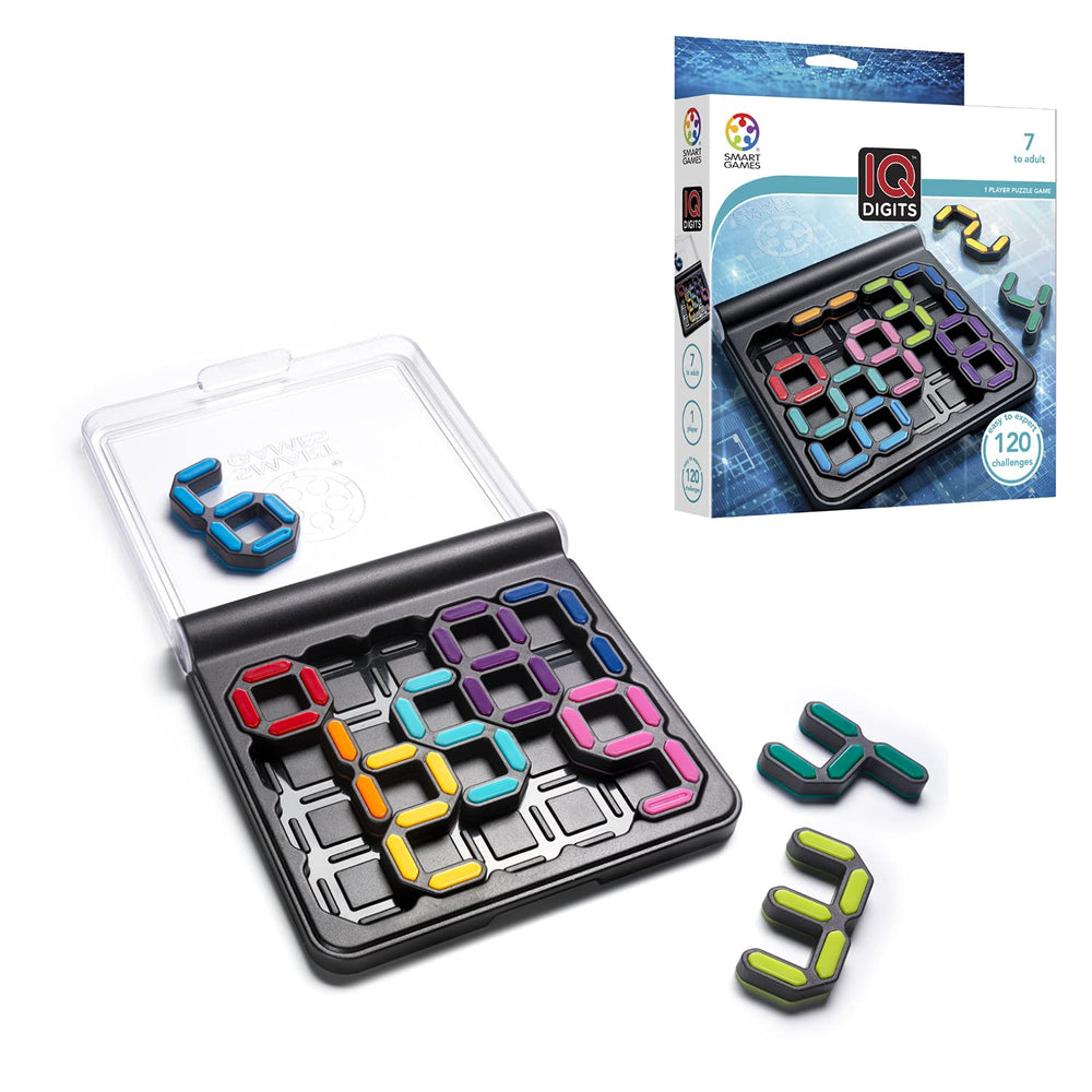 SmartGames IQ Digits grid challenge with bright pieces boosts logical thinking on the go