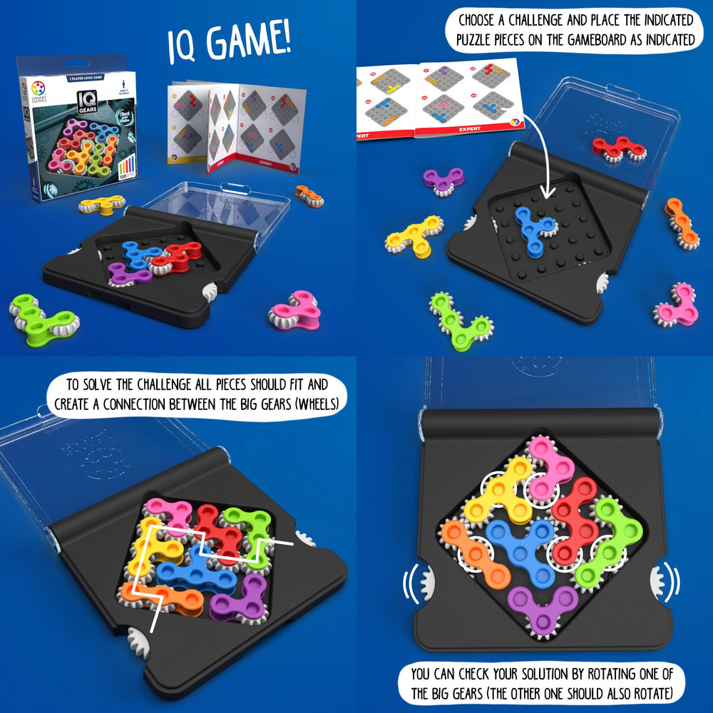 SmartGames IQ Gears award-winning brand recognized for multi-level logic games.