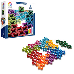 SmartGames IQ Jigsaw 120-challenges front view shows progressive puzzles for ages 7 to adult.