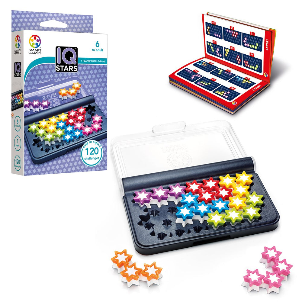 SmartGames IQ Stars travel case open for on-the-go puzzle fun.