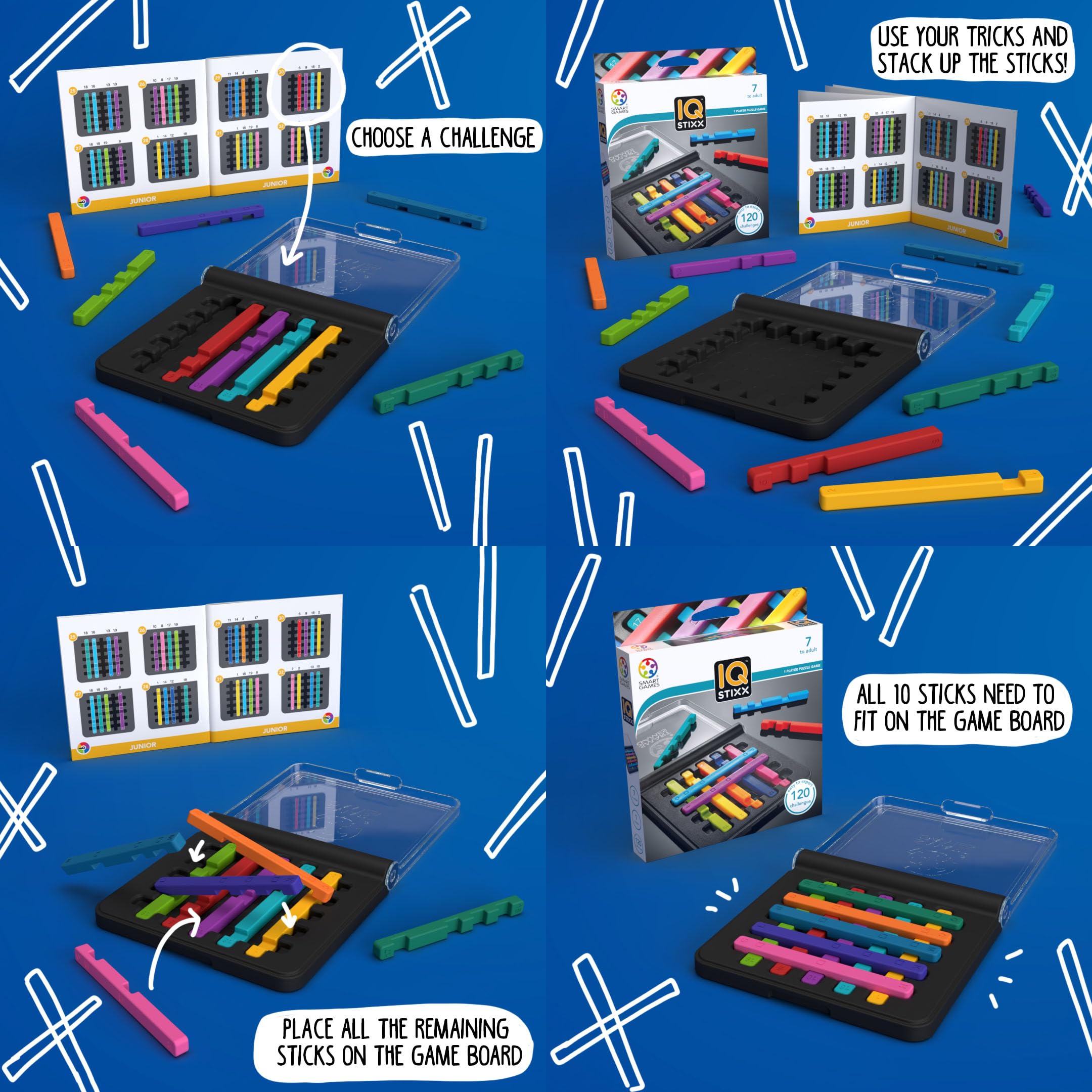 SmartGames IQ Stixx award-winning puzzle brand inspires family play