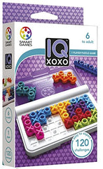 SmartGames IQ XOXO compact travel case keeping pieces neatly organized.