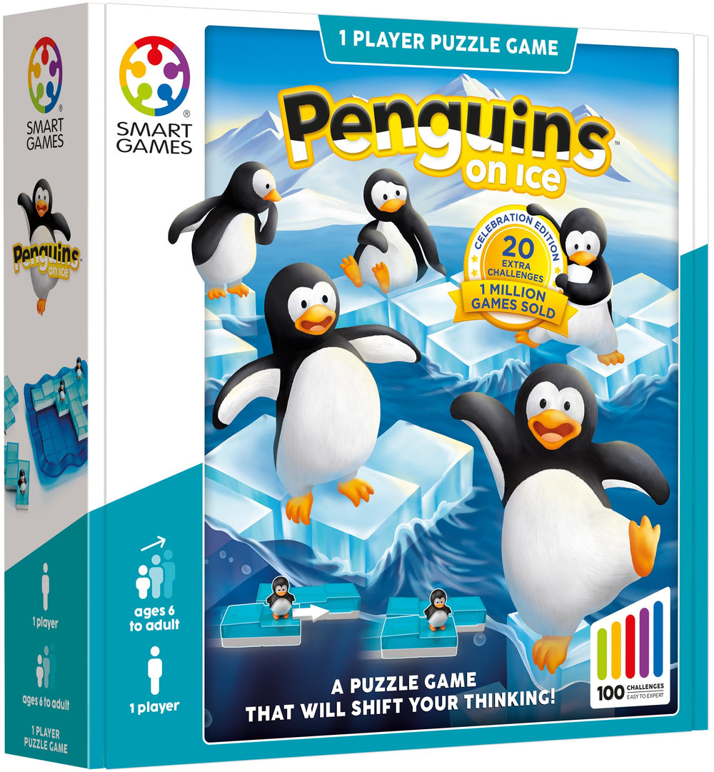 SmartGames Penguins on Ice penguin figures on the board demonstrating placement