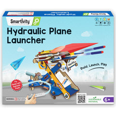 Smartivity DIY 2in1 hydraulic airplanes launcher in action for hands-on STEM fun.