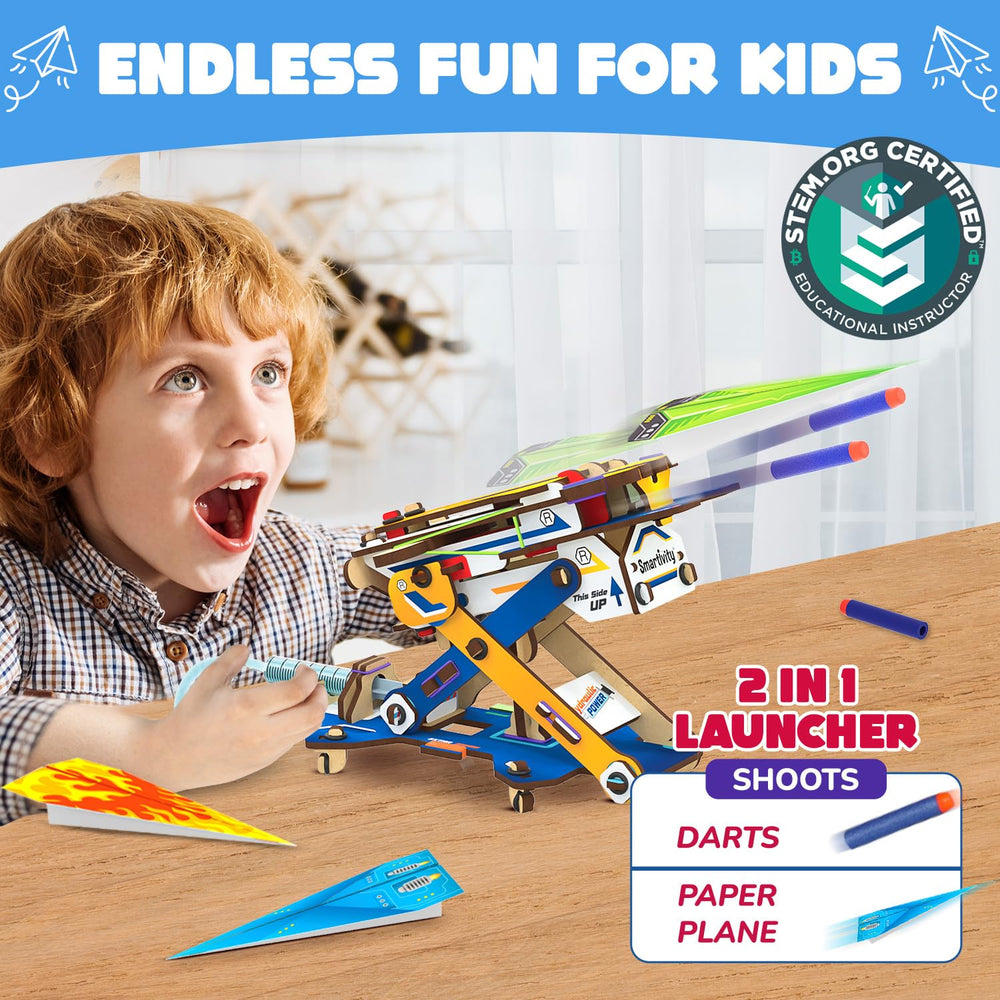 Smartivity DIY 2in1 hydraulic darts launcher ready for precision target play.