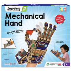 Smartivity DIY robotic hand side-view shows gear-driven mechanism for hands-on learning.