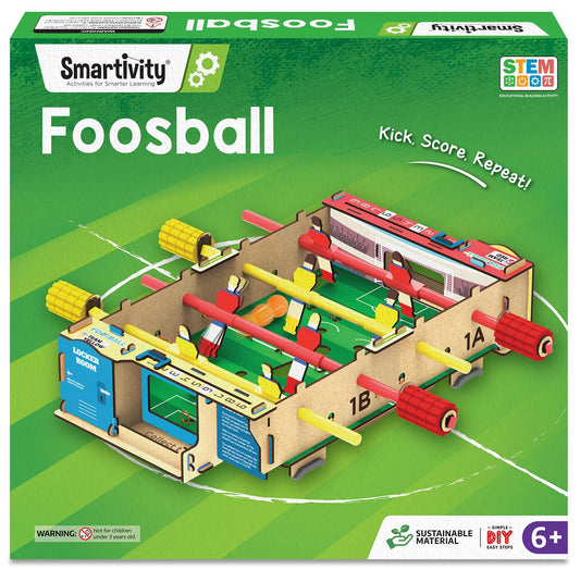 Smartivity Foosball table being assembled by kids for learning.