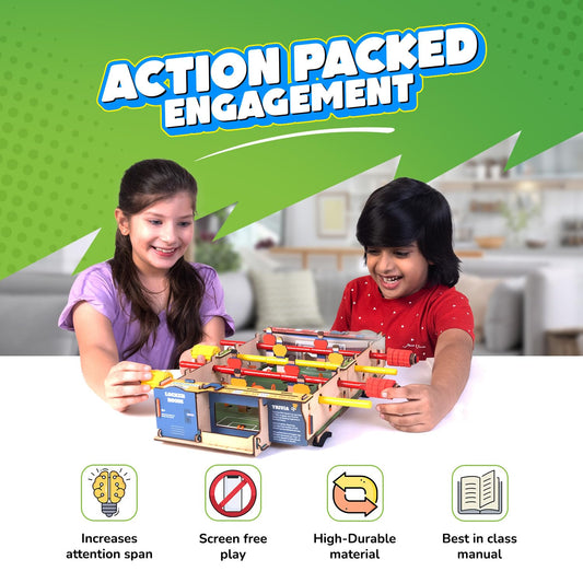 Smartivity Foosball table kit in action fuels hands-on STEM play.
