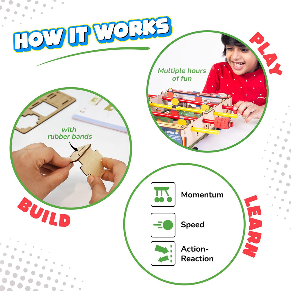 Smartivity Foosball table demonstrates STEM learning through hands-on assembly.