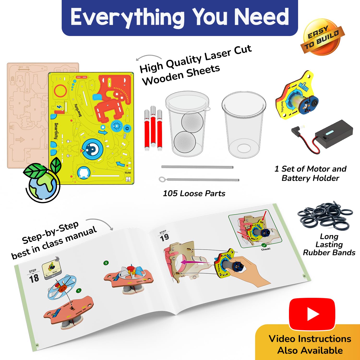 Smartivity instruction manual with step by step builds for quick starts.
