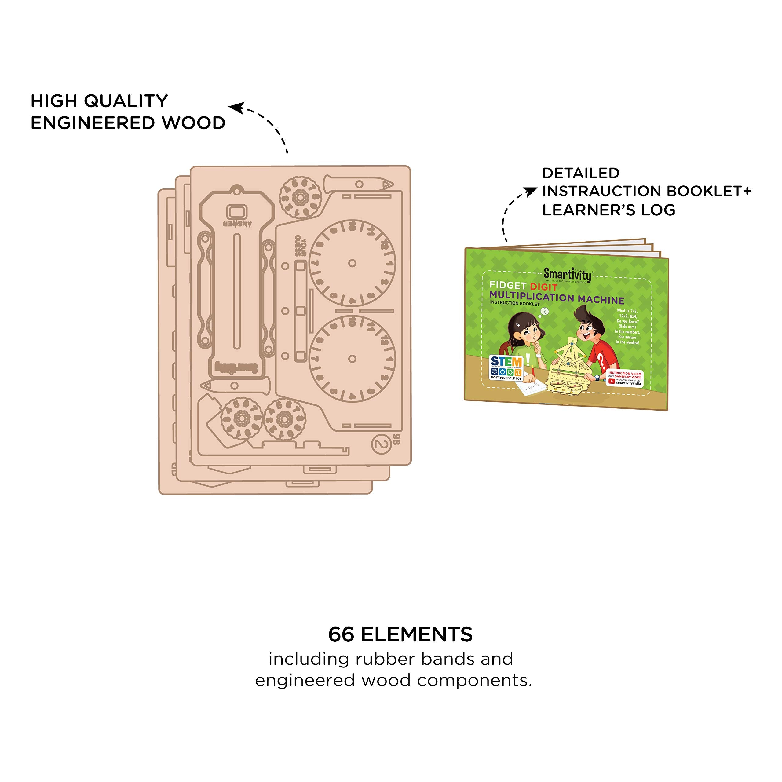 Smartivity Multiplication Machine instruction manual and learner’s log support progression.