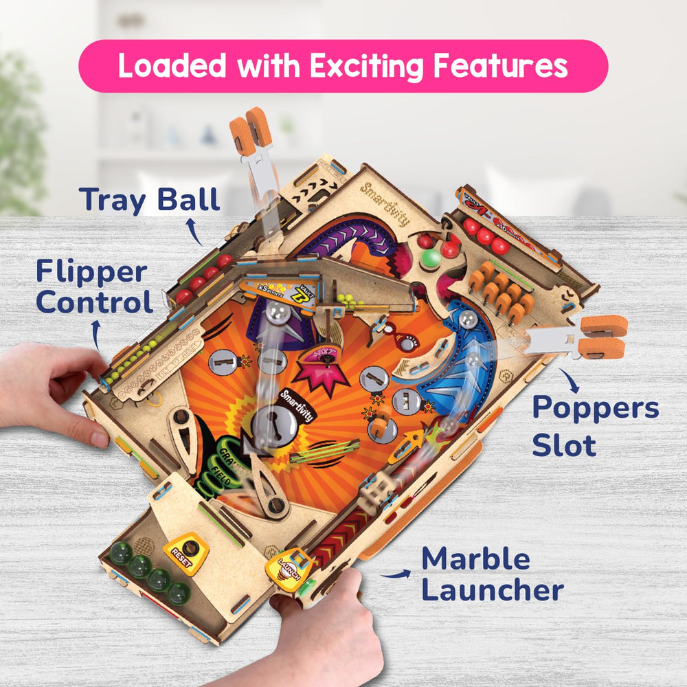 Smartivity pinball machine parts included for quick, screen-free setup