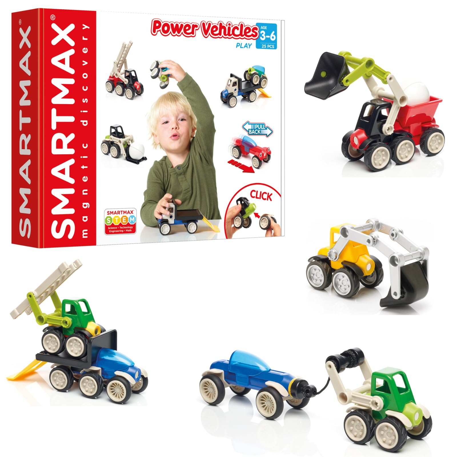 SmartMax Power Vehicles set overview with vibrant pieces for hands-on learning