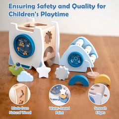 Smartwo 5-in-1 rocket toy offers shape sorting, counting, and imaginative play.