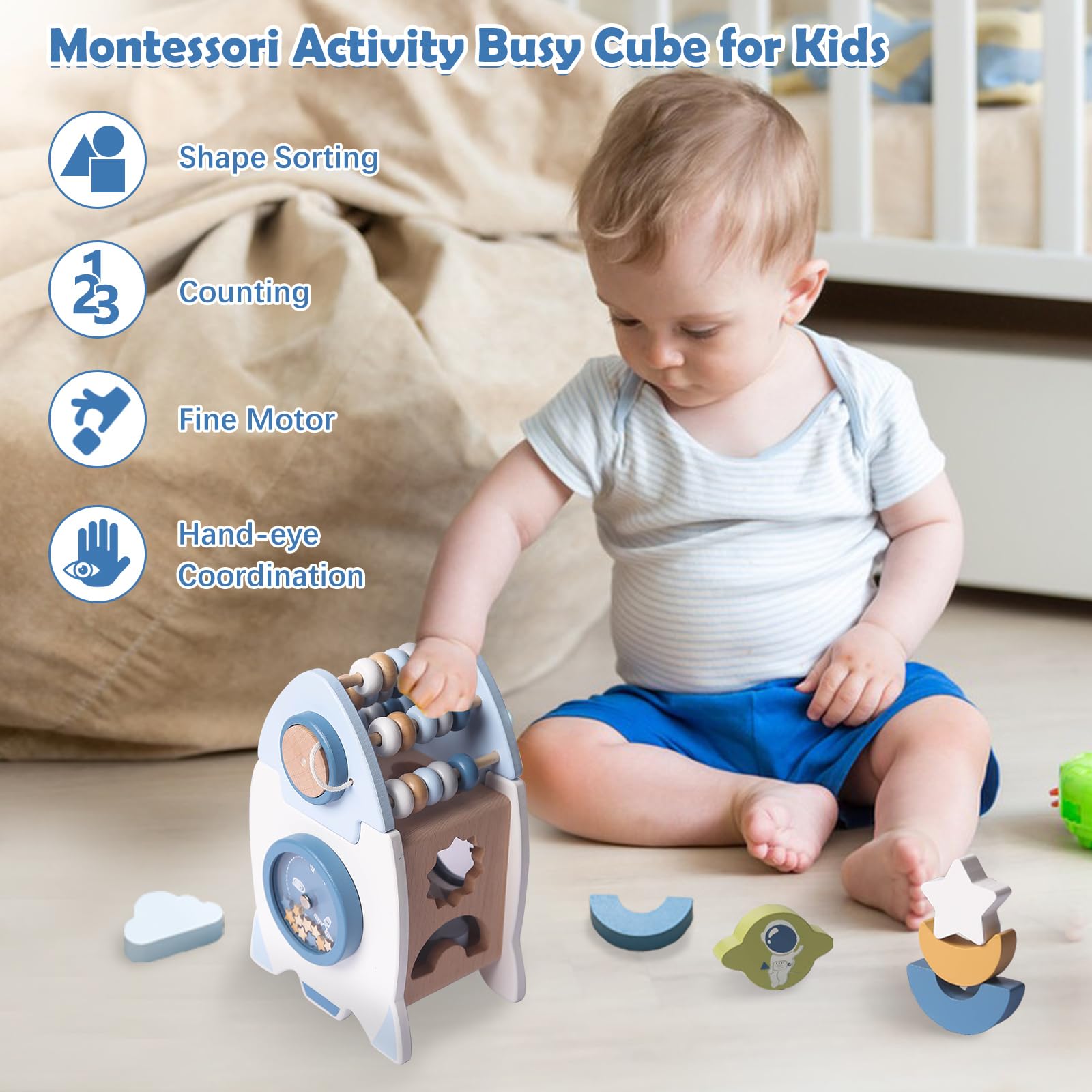 Smartwo block stacking activity promotes dexterity and creativity.