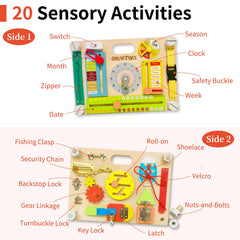 Smartwo busy board side view highlighting hands on play for motor skills