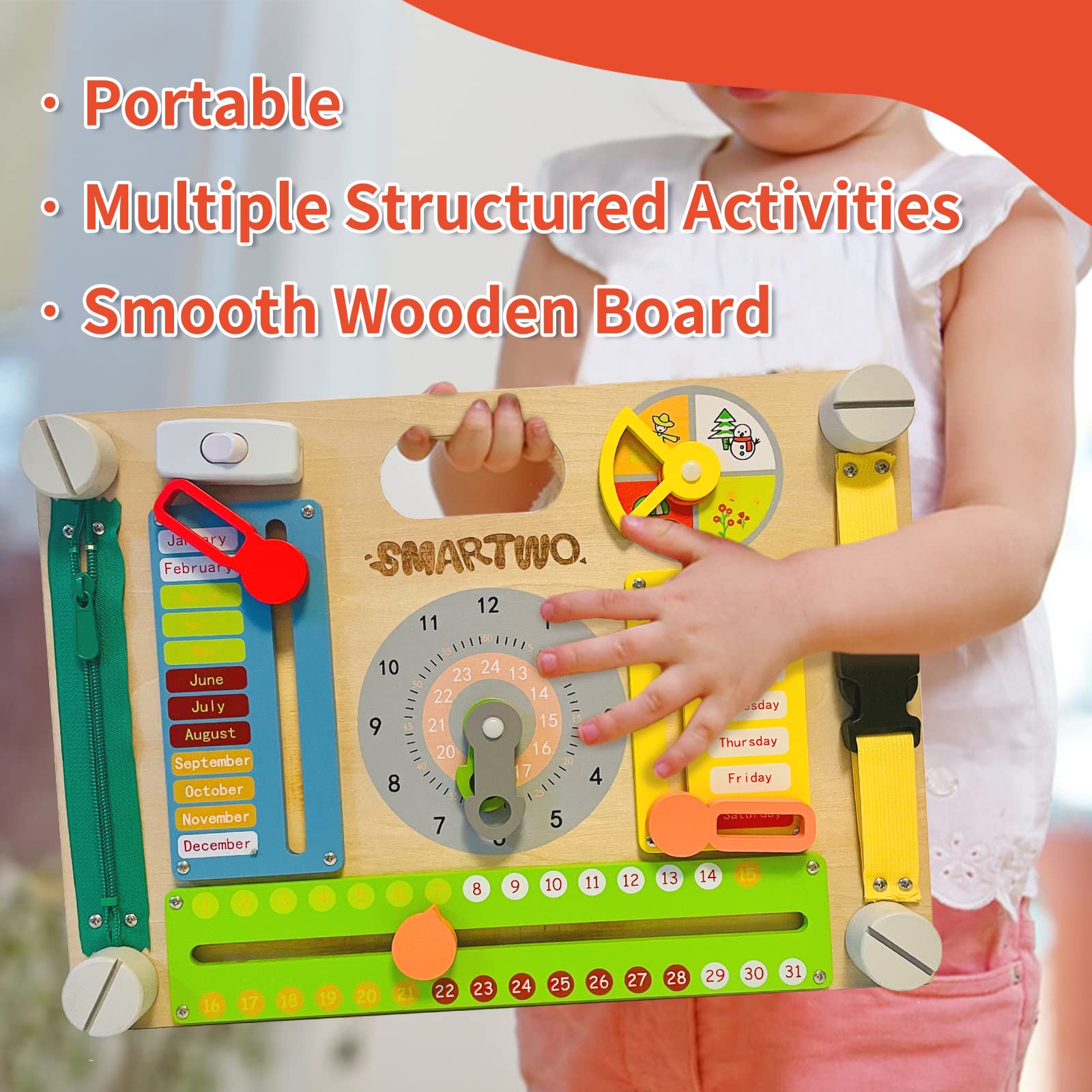 Smartwo child using busy board for hands on exploration and learning