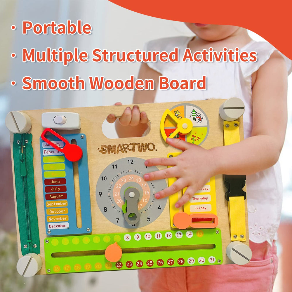 Smartwo child using busy board for hands on exploration and learning