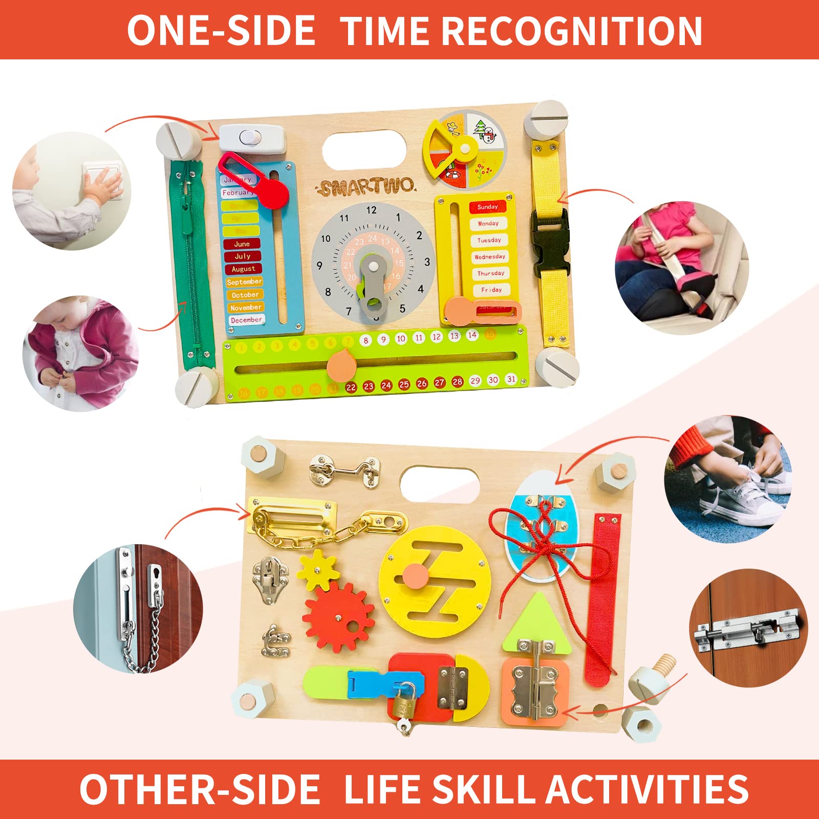 Smartwo time date calendar dials to promote early literacy through play