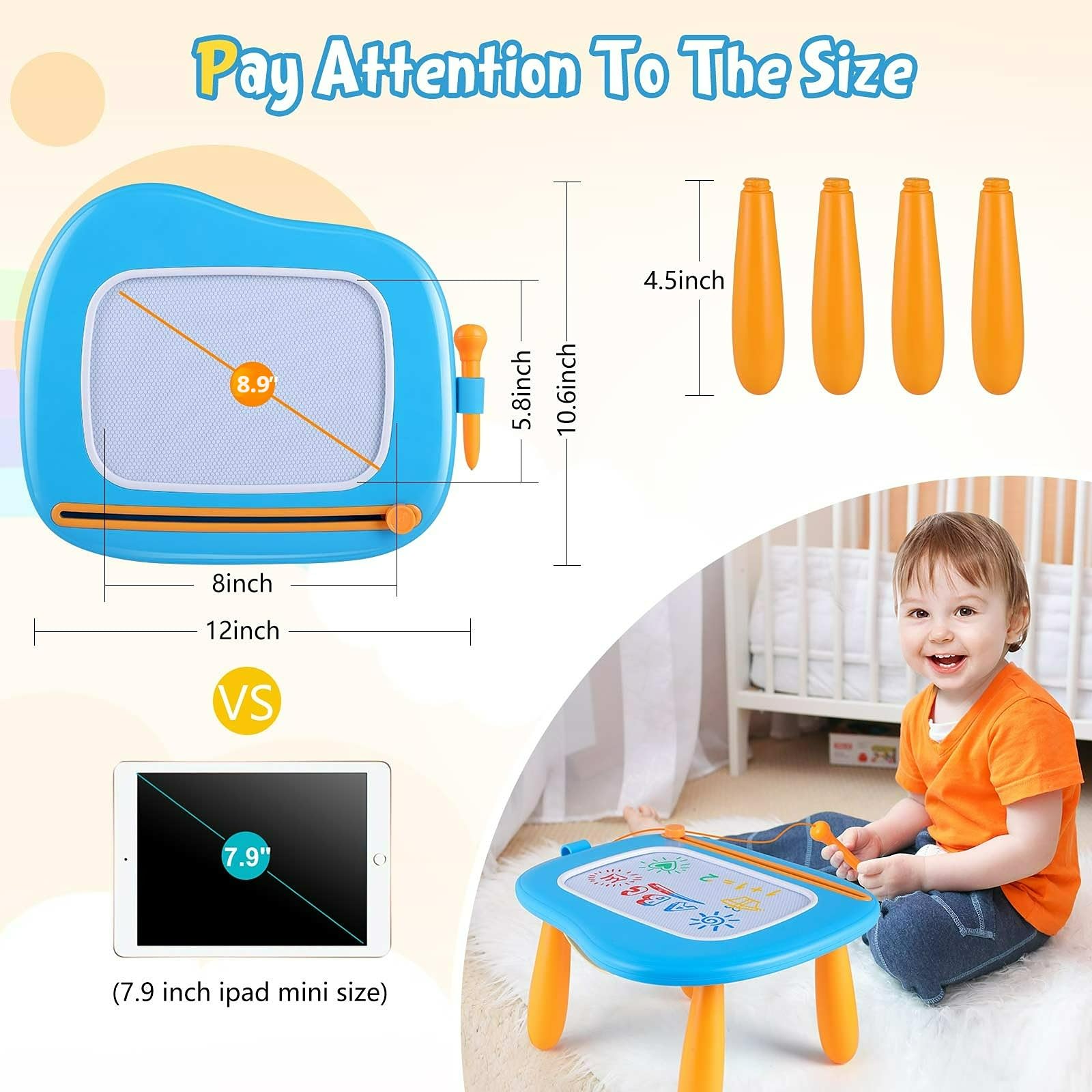 Smasiagon magnetic board colors area offers vivid doodles and color recognition practice
