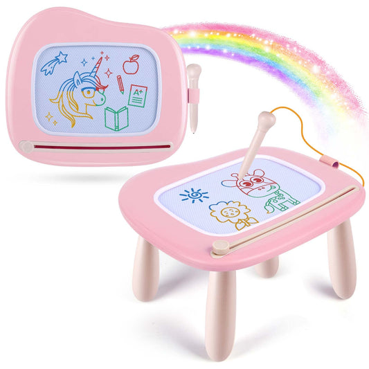 Smasiagon magnetic drawing board pink front view showing mess-free creativity for kids.