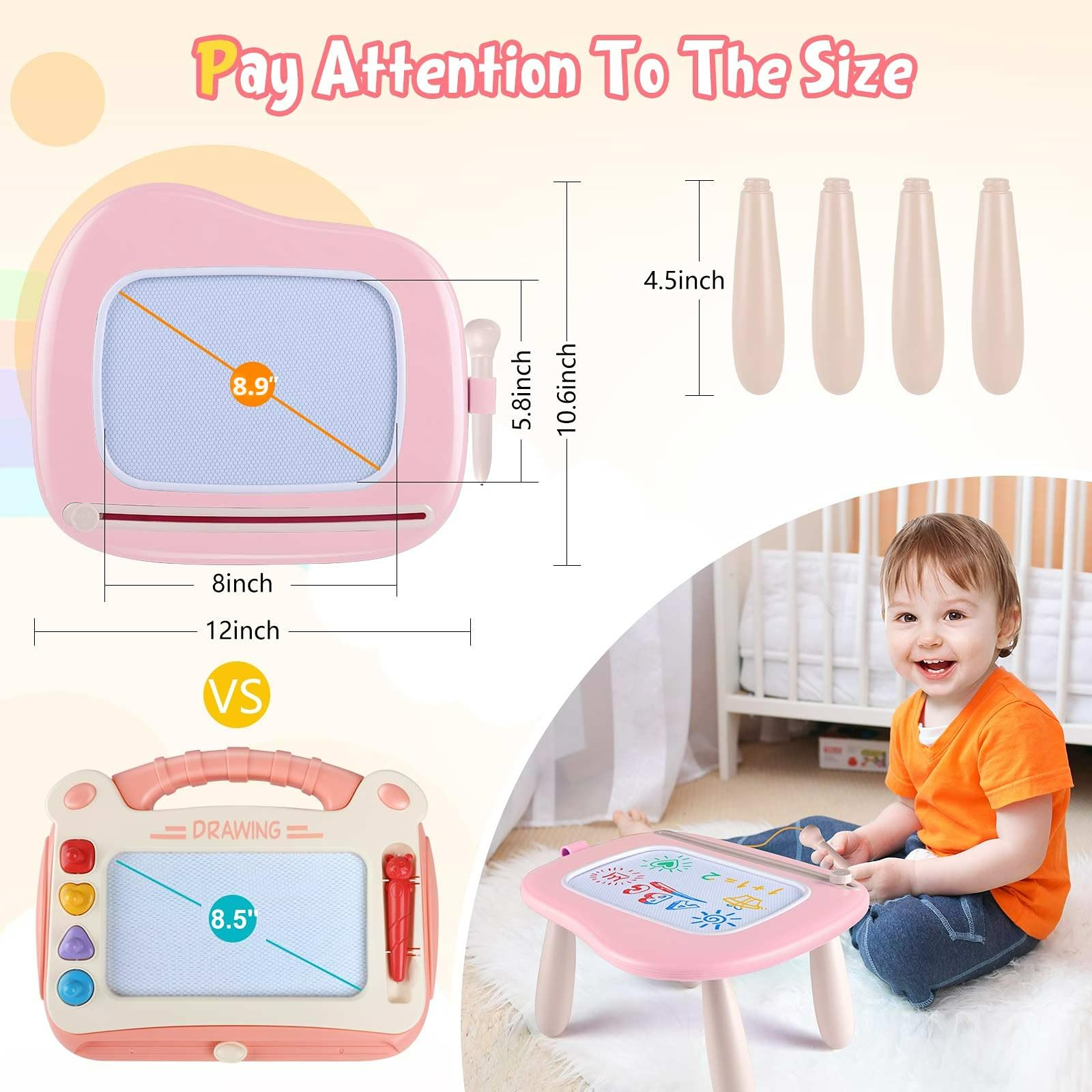 Smasiagon toddler doodle pad with four-color area inspires early learning.