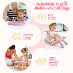 Smasiagon travel-friendly drawing board with detachable legs for en-route creativity.