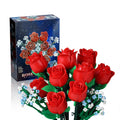 SMIDOLE Red Rose Bouquet Building Set with 9 roses for vibrant, reusable home decor.