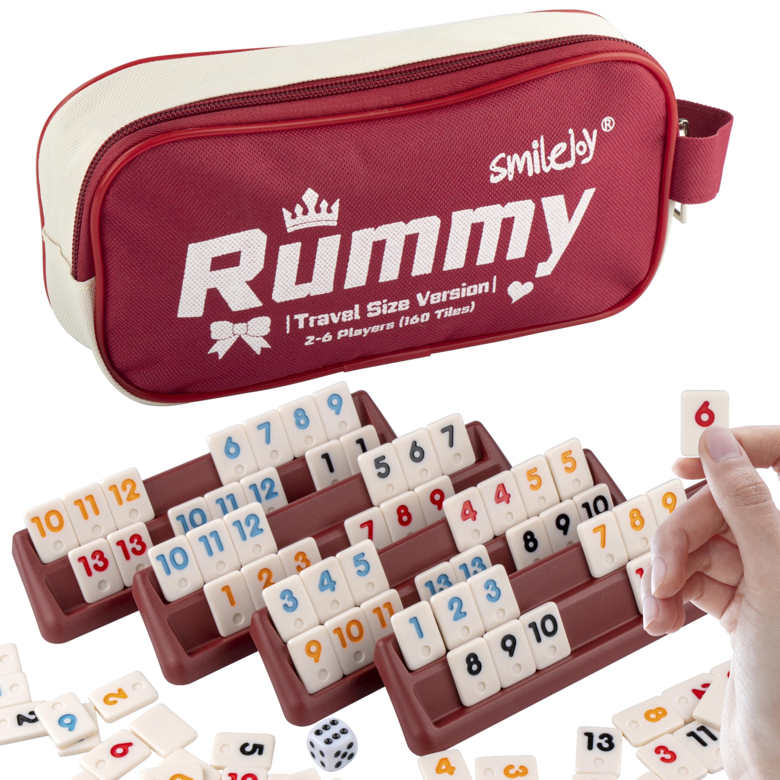 Smilejoy Mini Rummy Cube tiles set of 160 in vibrant colors for versatile play.