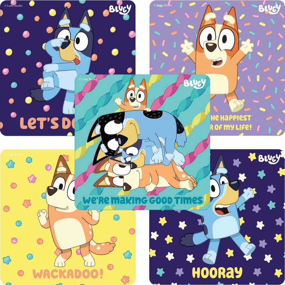 SmileMakers Bluey 2.5-inch stickers boost classroom motivation and recognition.