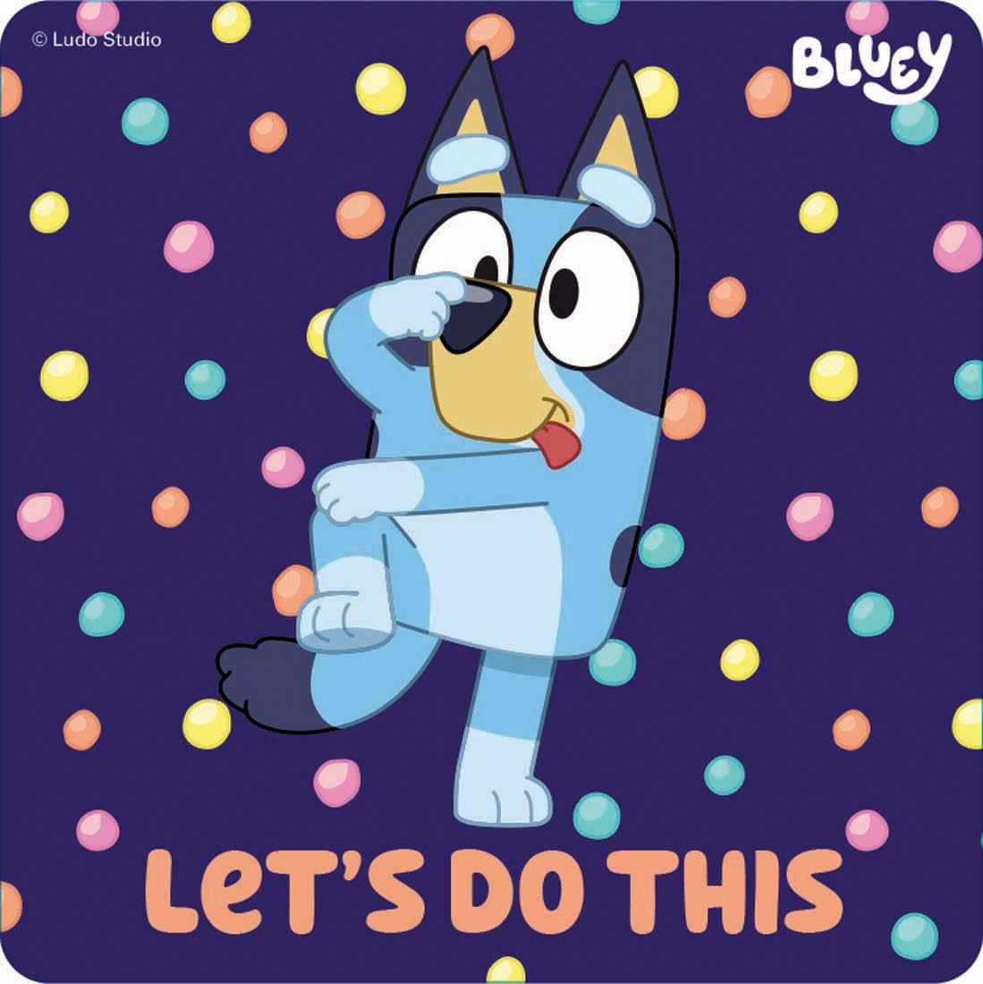 SmileMakers Bluey Bandit design sticker for student prizes and celebration.