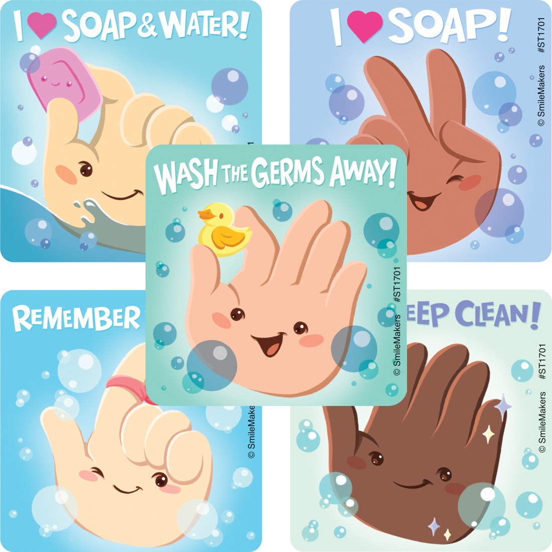 SmileMakers handwashing stickers in 2.5-inch size promote hygiene habits in clinics.