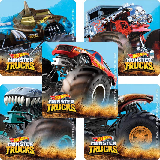 SmileMakers Hot Wheels Monster Trucks stickers for prizes and incentives, 2.5-inch designs ideal for rewards.
