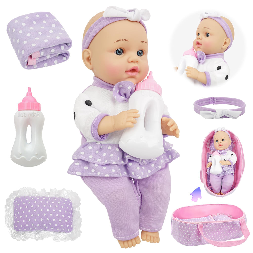 SMILESSKIDDO 12-inch soft-body doll in cradle for nurturing play