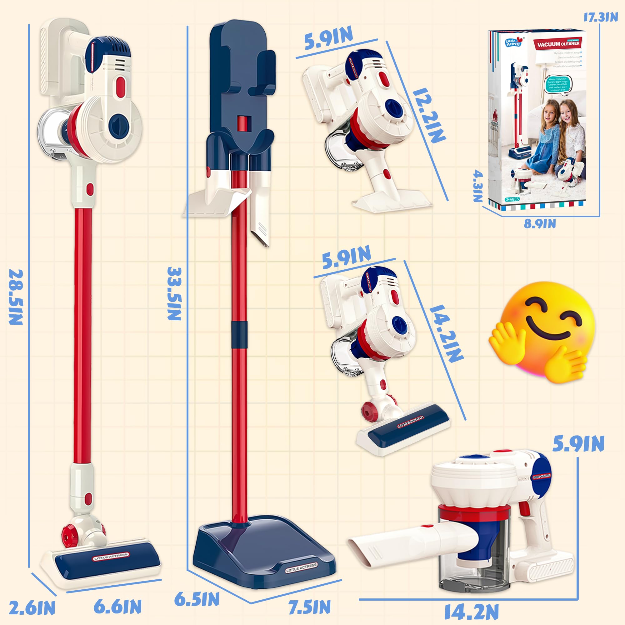 SMILESSKIDDO cleaning essentials for kids set complements the vacuum toy for pretend chores.