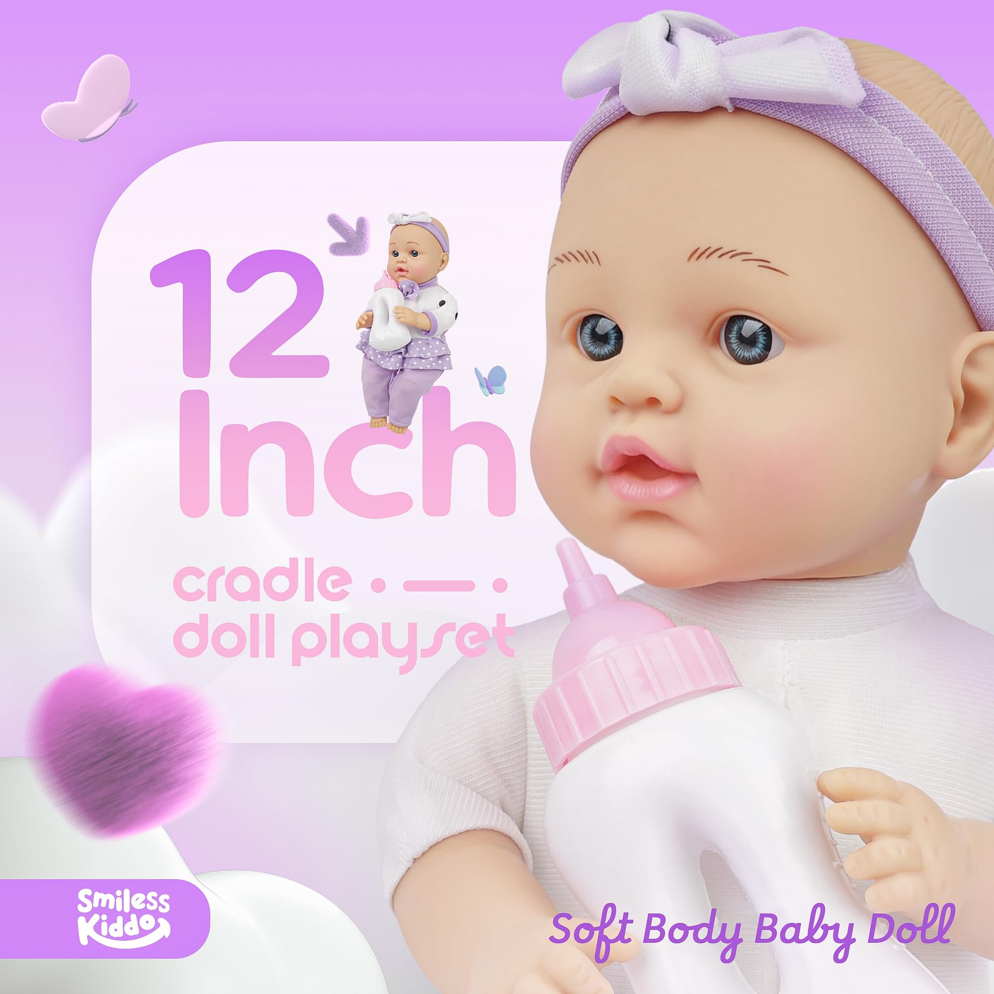 SMILESSKIDDO doll with bottle and blanket for realistic care play
