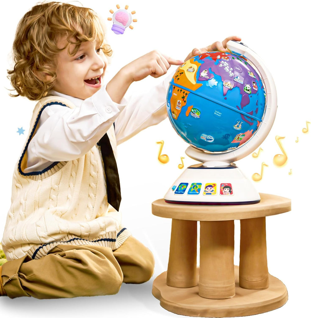 SMILESSKIDDO Globe with dynamic lighting supports geography exploration for toddlers.