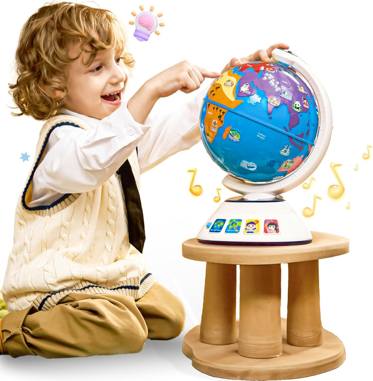 SMILESSKIDDO Globe with dynamic lighting supports geography exploration for toddlers.