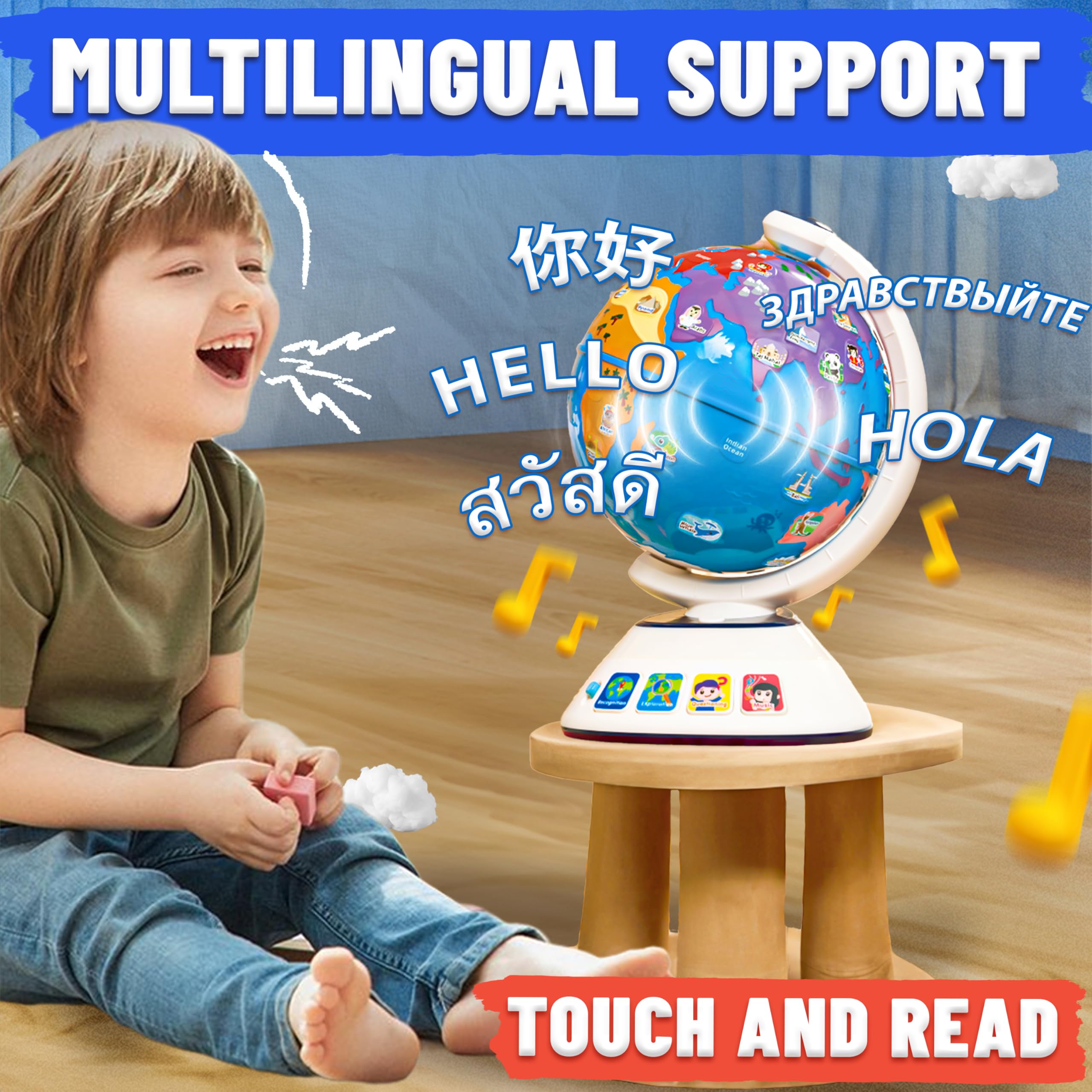 SMILESSKIDDO Globe in music mode encourages cultural sounds exploration.