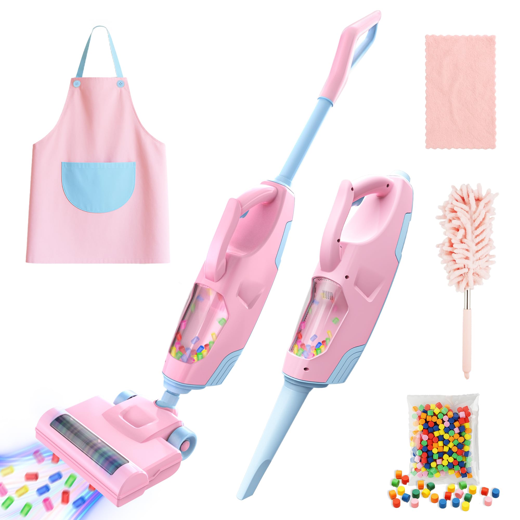 SMILESSKIDDO kids vacuum with two nozzles for pretend cleaning fun