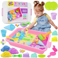SMILESSKIDDO sensory bin with baking kit and ice cream molds for creative play