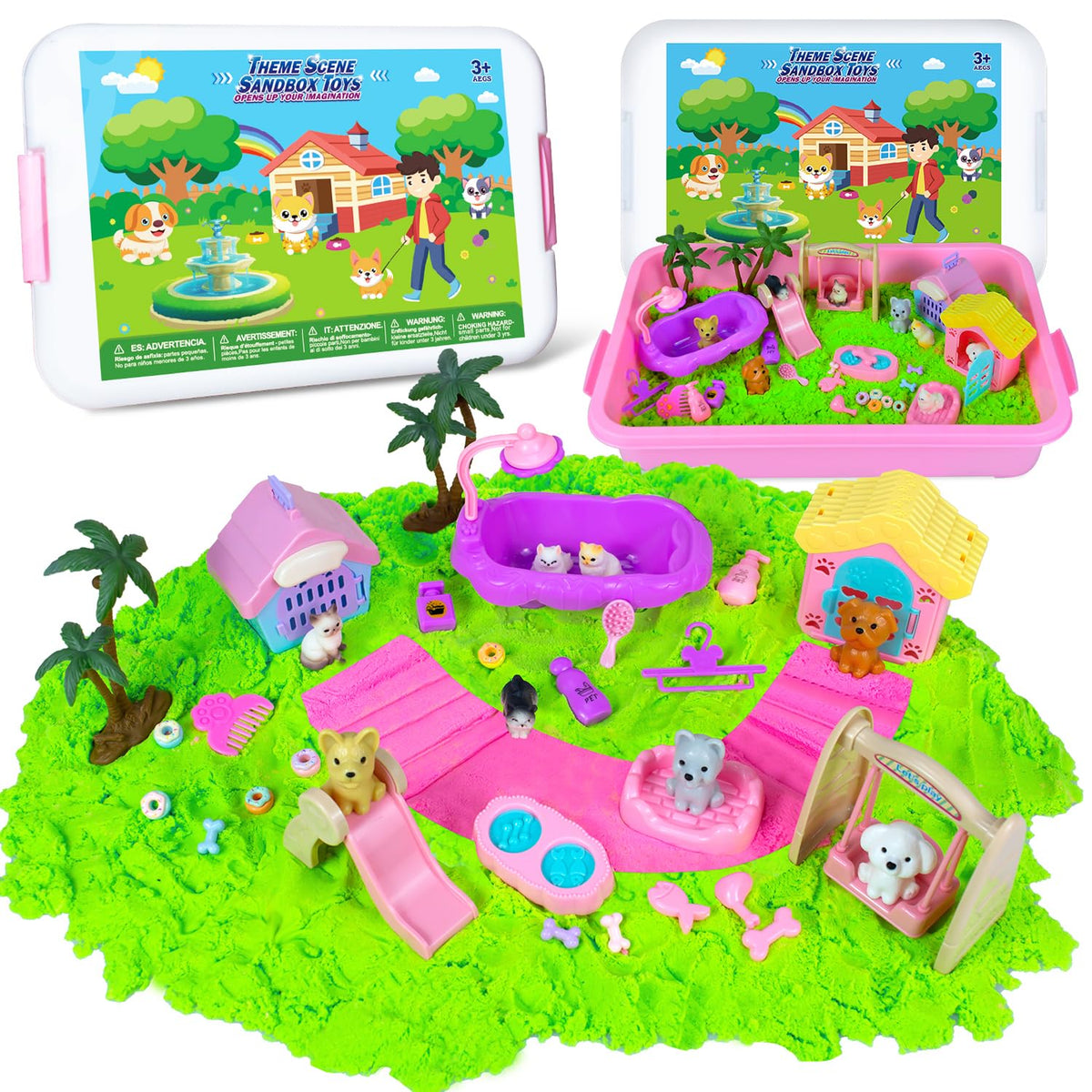 SMILESSKIDDO sensory bin with cats and dogs for imaginative play and fine motor skill practice
